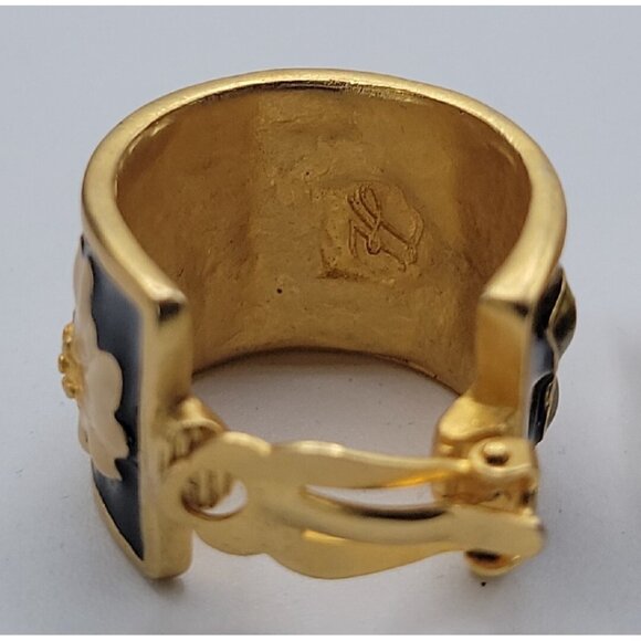 Karl Lagerfeld Tyrolean Clip On Earrings Oversized Signed Clip On Extremely Rare - Picture 13 of 16